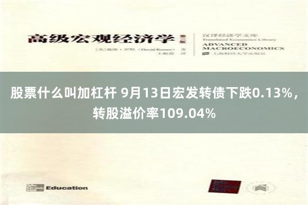 股票什么叫加杠杆 9月13日宏发转债下跌0.13%，转股溢价率109.04%