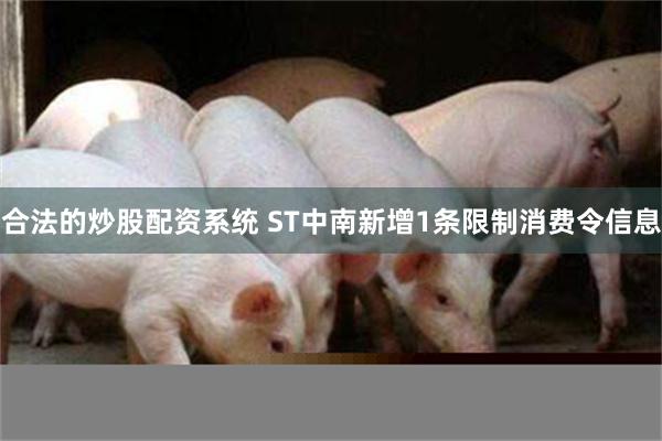 合法的炒股配资系统 ST中南新增1条限制消费令信息