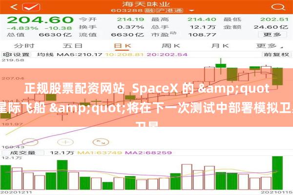 正规股票配资网站  SpaceX 的 &quot;星际飞船 &quot;将在下一次测试中部署模拟卫星