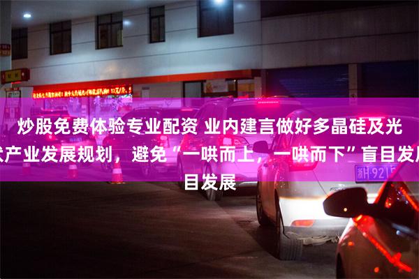 炒股免费体验专业配资 业内建言做好多晶硅及光伏产业发展规划，避免“一哄而上，一哄而下”盲目发展