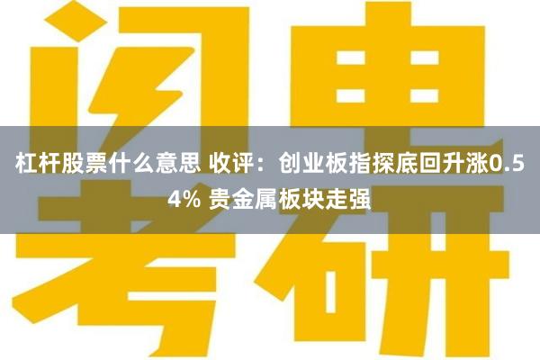 杠杆股票什么意思 收评:创业板指探底回升涨0.54% 贵金属板块走强
