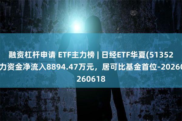 融资杠杆申请 ETF主力榜 | 日经ETF华夏(513520)主力资金净流入8894.47万元，居可比基金首位-20260618