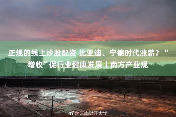 正规的线上炒股配资 比亚迪、宁德时代涨薪？“增收”促行业健康发展｜南方产业观