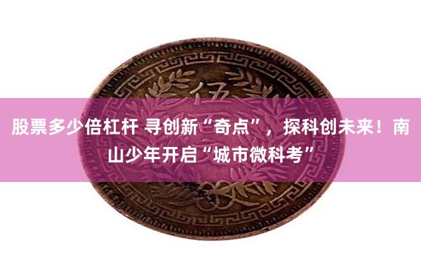 股票多少倍杠杆 寻创新“奇点”，探科创未来！南山少年开启“城市微科考”