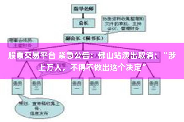 股票交易平台 紧急公告：佛山站演出取消；“涉上万人，不得不做出这个决定”