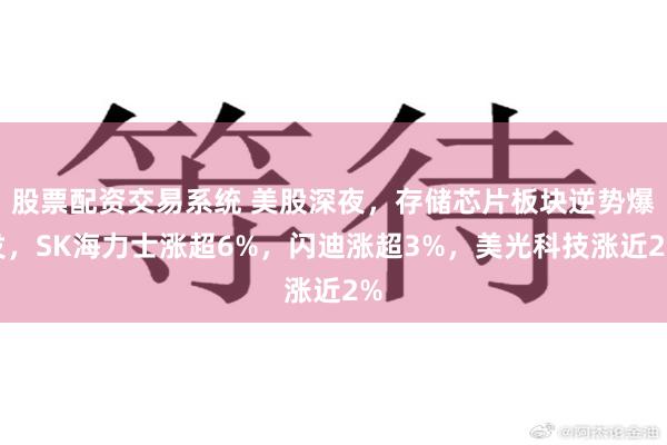 股票配资交易系统 美股深夜，存储芯片板块逆势爆发，SK海力士涨超6%，闪迪涨超3%，美光科技涨近2%