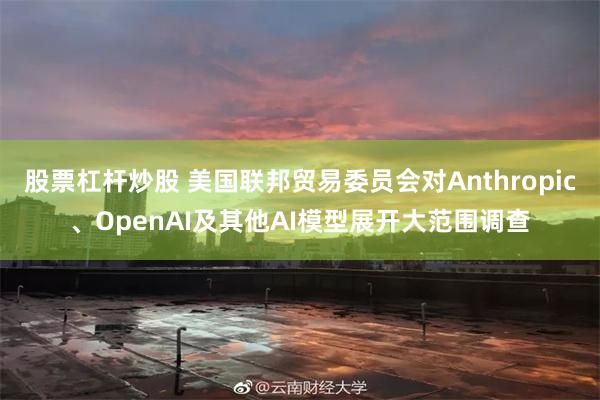 股票杠杆炒股 美国联邦贸易委员会对Anthropic、OpenAI及其他AI模型展开大范围调查